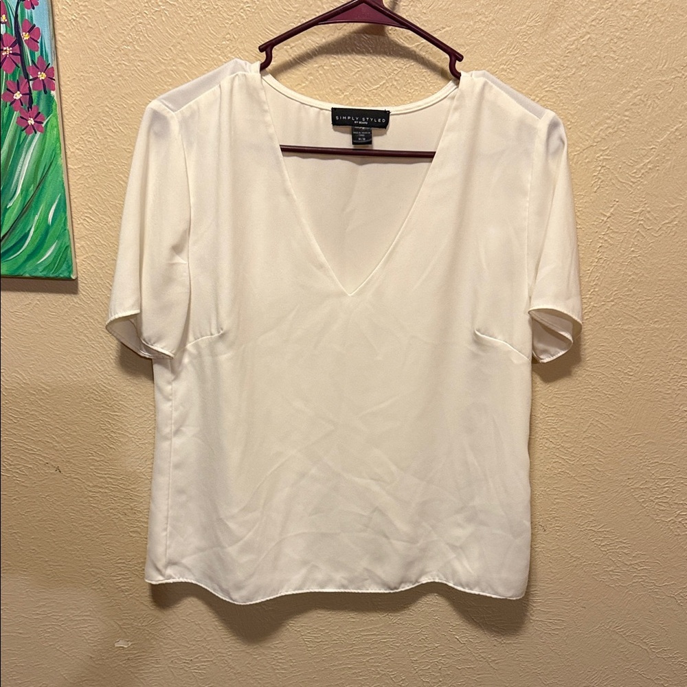 Simply Styled White V-Neck Blouse